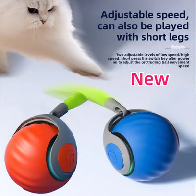 Smart Cats Toy Ball Electric Ball for Cats with Feather Teaser Intelligent Automatic Movement Active Scrolling Pet Toys Supplies